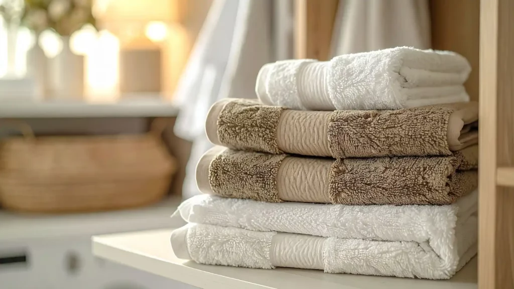 Linge de maison plié et rangé