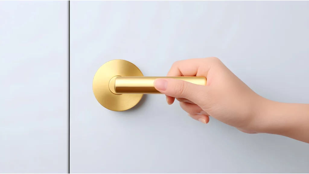 Jolie poignée de porte désinfectée